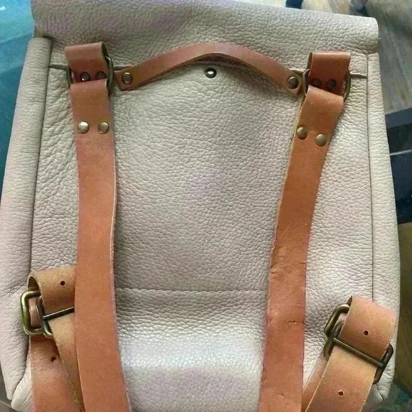 CALMA 11600 Made in Spain Pebbled Leather light pink backpack - Picture 7 of 14